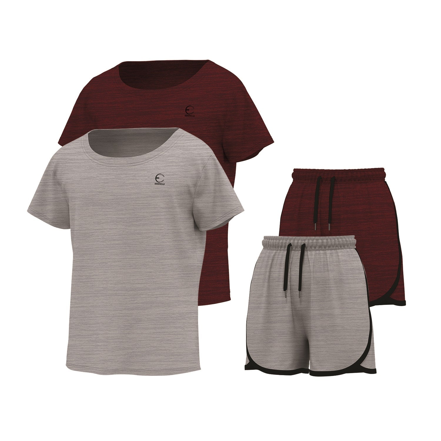 Girls Activewear T-Shirt and Shorts 4 Piece Set
