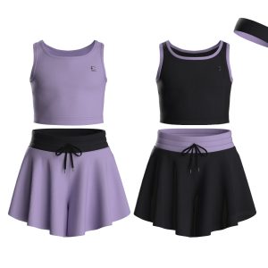 Girls Athletic Crop Tank Top w/ Biker Shorts 5pcs Set