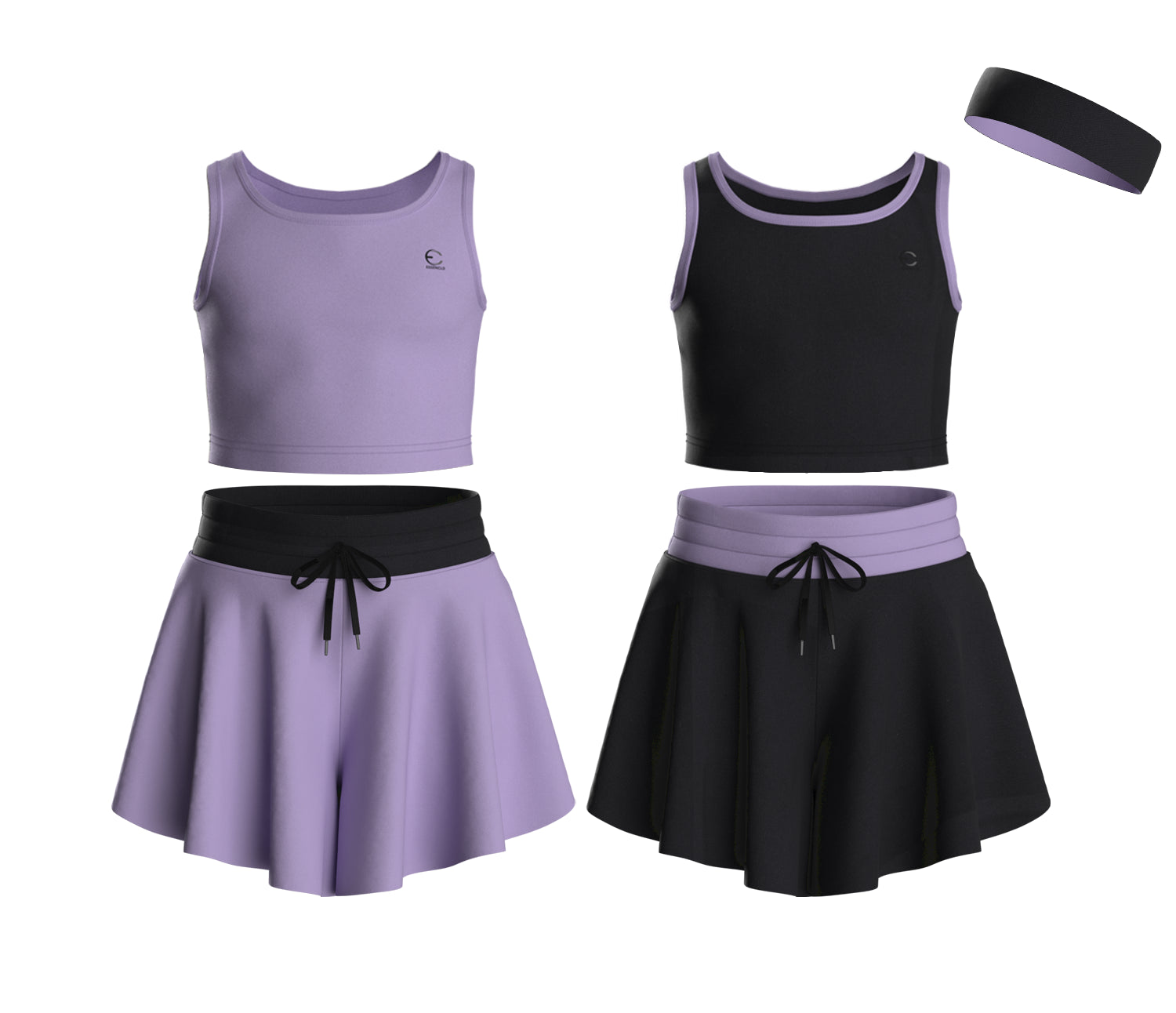 Girls Athletic Crop Tank Top w/ Biker Shorts 5pcs Set