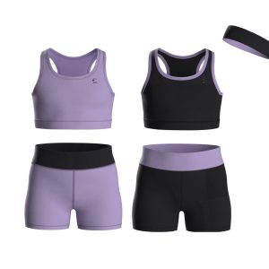 Girls Athletic Crop Tank Top w/ Biker Shorts 5pcs Set