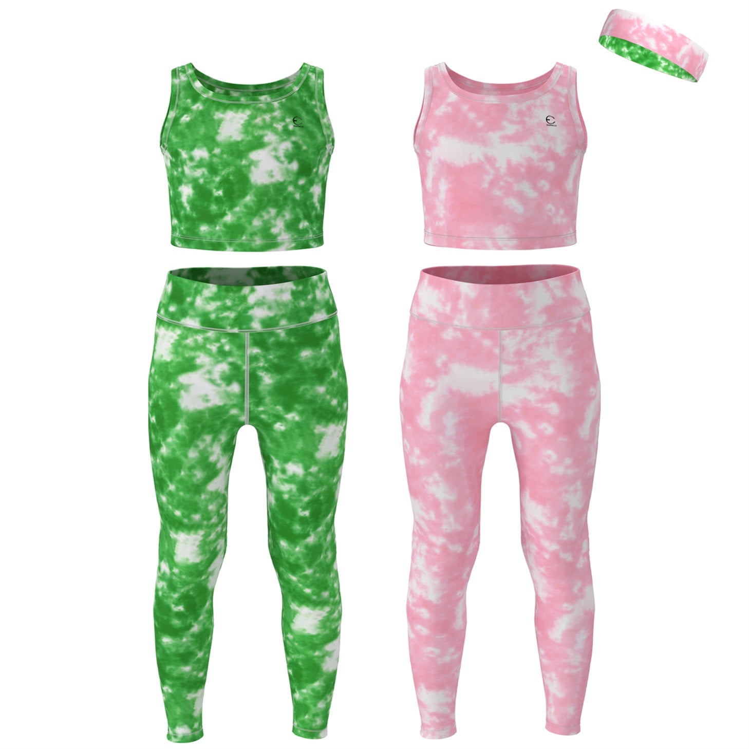 Girls Sleeveless Crop Tank w/ Athletic Leggings 5pc Set